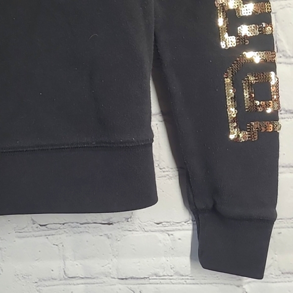 2014 RARE Victoria's Secret PINK Palm Tree Sequin Logo Spellout Hoodie Size XS - Picture 14 of 17